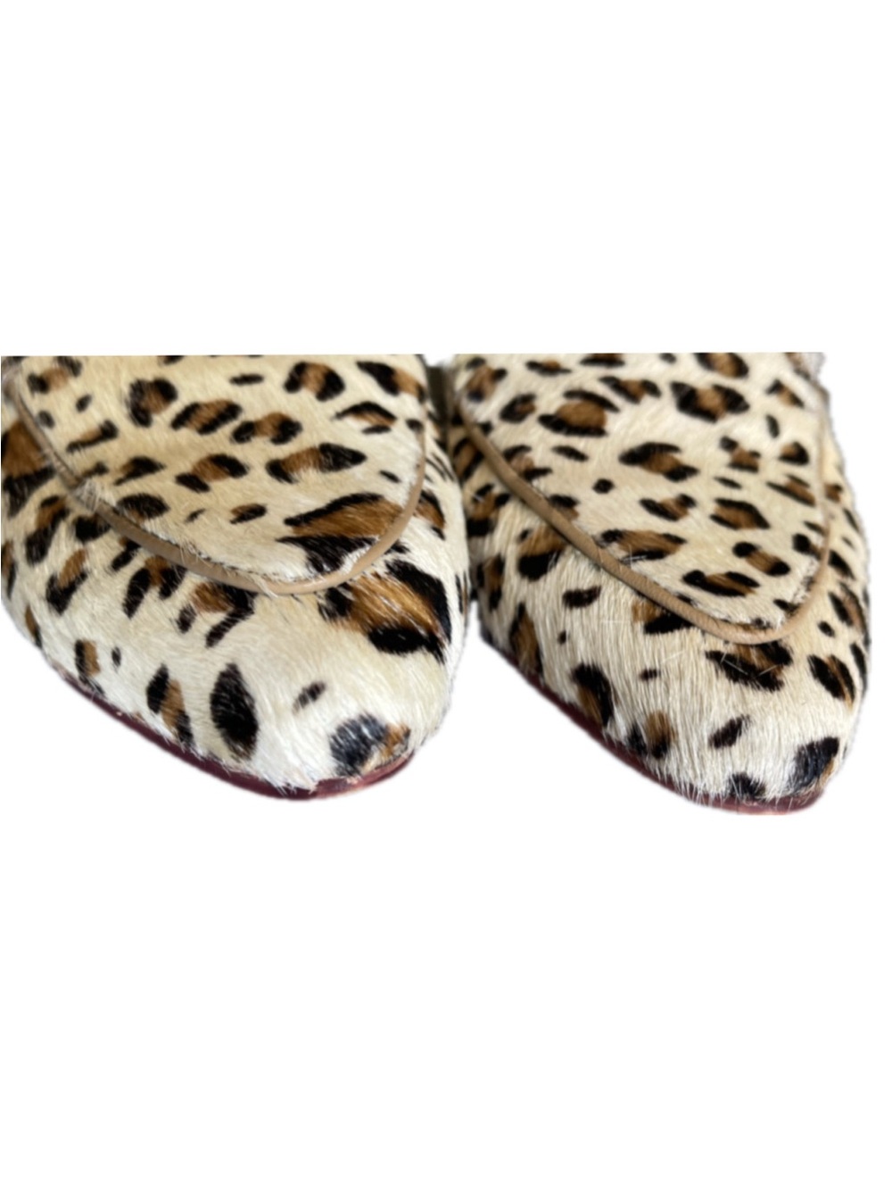 Calf Hair Leopard Cheetah Print Enjoiya Pointy Toe Narrow Haircalf Loafer Flats - Picture 5 of 8